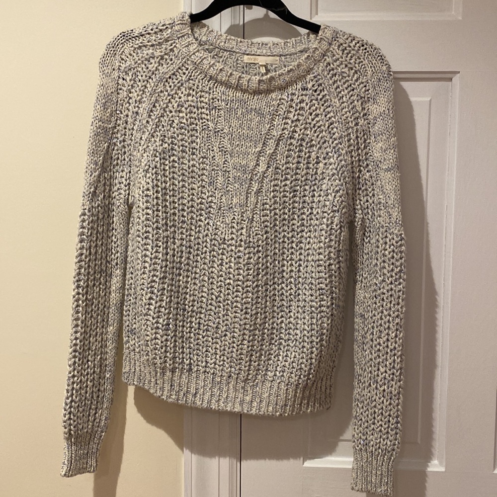 Maje glitter sparkle grey blue detail sweater size 2